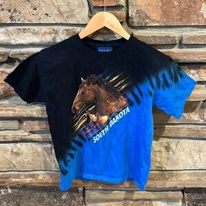 Vintage Kid U Not South Dakota Tie Dye Horse Tee